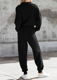 PRETTYGARDEN Women's 2 Piece Sweater Set Pullover Zip Up Sweatshirt Jogger Sweatpants Tracksuit Casual Outfit