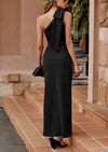 PRETTYGARDEN Summer One Shoulder Long Formal Women's Dress Sleeveless Ruched Bodycon Wedding Guest Slit Maxi Dresses