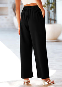 Casual Wide Leg High Elastic Waisted Long Work Pants