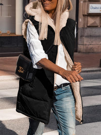 PRETTYGARDEN Womens Fall Reversible Vests Sleeveless Fleece Jacket Zip Up Hoodie Pockets Long Warm Winter Coat Outerwear