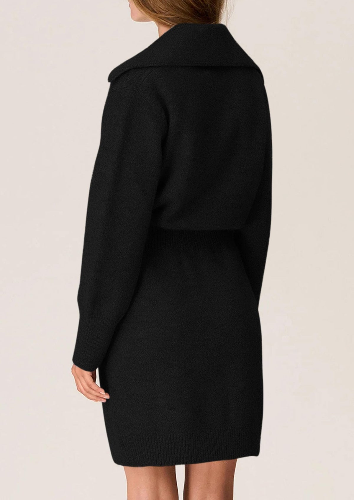 Long Sleeve V Neck Button Down Knit Pullover Sweater Dresses
