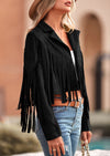 PRETTYGARDEN Women's Fringe Faux Suede Leather Jackets Fashion Tassel Motorcycle Cropped Coats