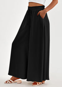 Wide Leg High Waisted Flowy Pockets Palazzo Pants