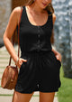 Sleeveless Short Set Button Down Jumpsuits