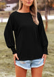 Puff Long Sleeve Crew neck Casual Basic T-shirts