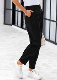 Summer High Waisted Ankle Length Trouser Slacks With Pockets