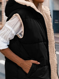 PRETTYGARDEN Womens Fall Reversible Vests Sleeveless Fleece Jacket Zip Up Hoodie Pockets Long Warm Winter Coat Outerwear