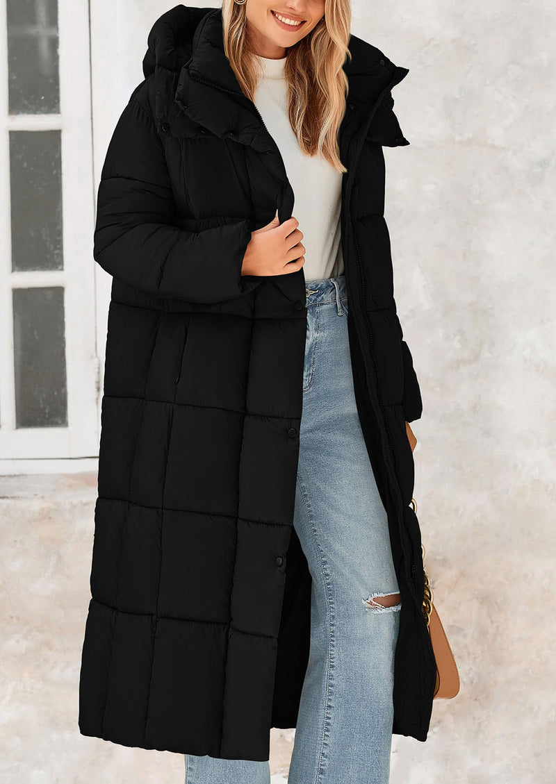 PRETTYGARDEN Women's Winter Long Puffer Coats Hooded Zip Up Casual Thickened Down Jackets Trendy Warm Clothes Outerwear