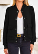 Casual Long Sleeve Button up Lightweight Varsity Bomber Jackets