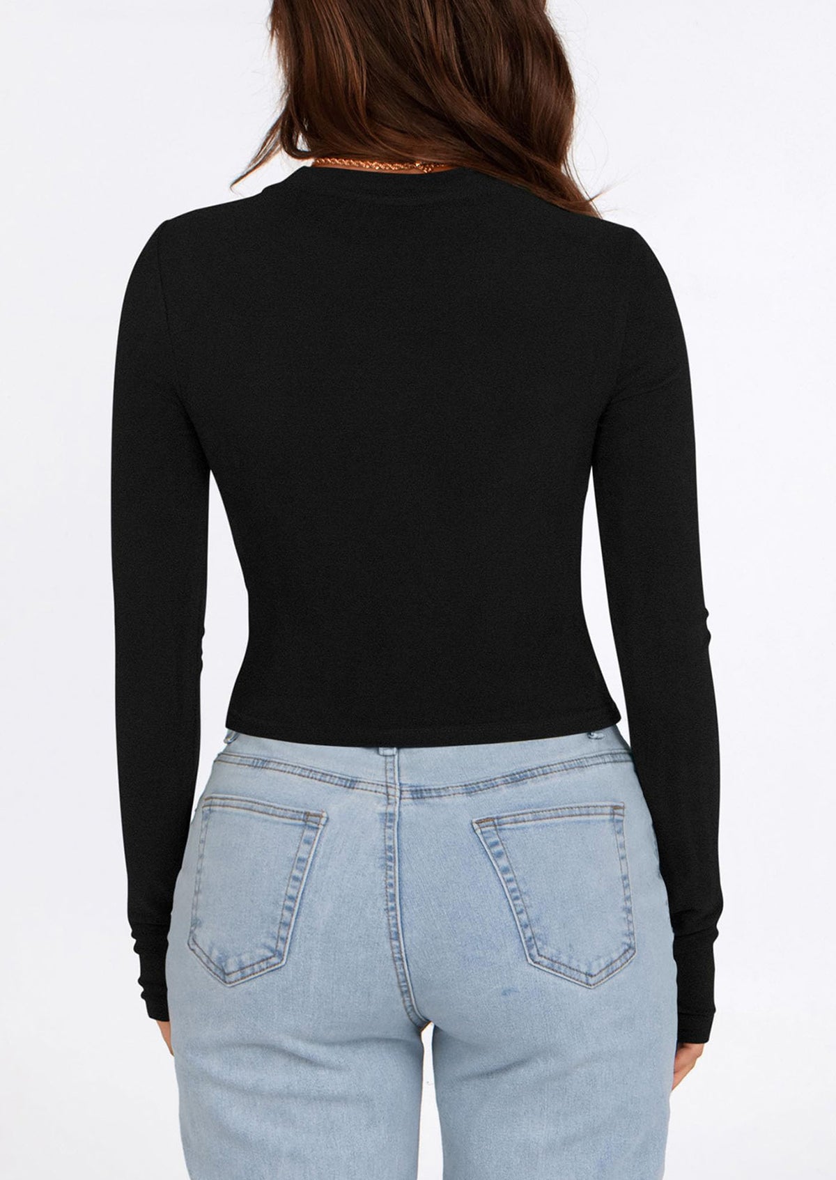 Long Sleeve Crop Tops Y2K Fashion Clothes Basic Slim Fit Blouses