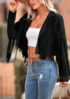 PRETTYGARDEN Women's Fringe Faux Suede Leather Jackets Fashion Tassel Motorcycle Cropped Coats