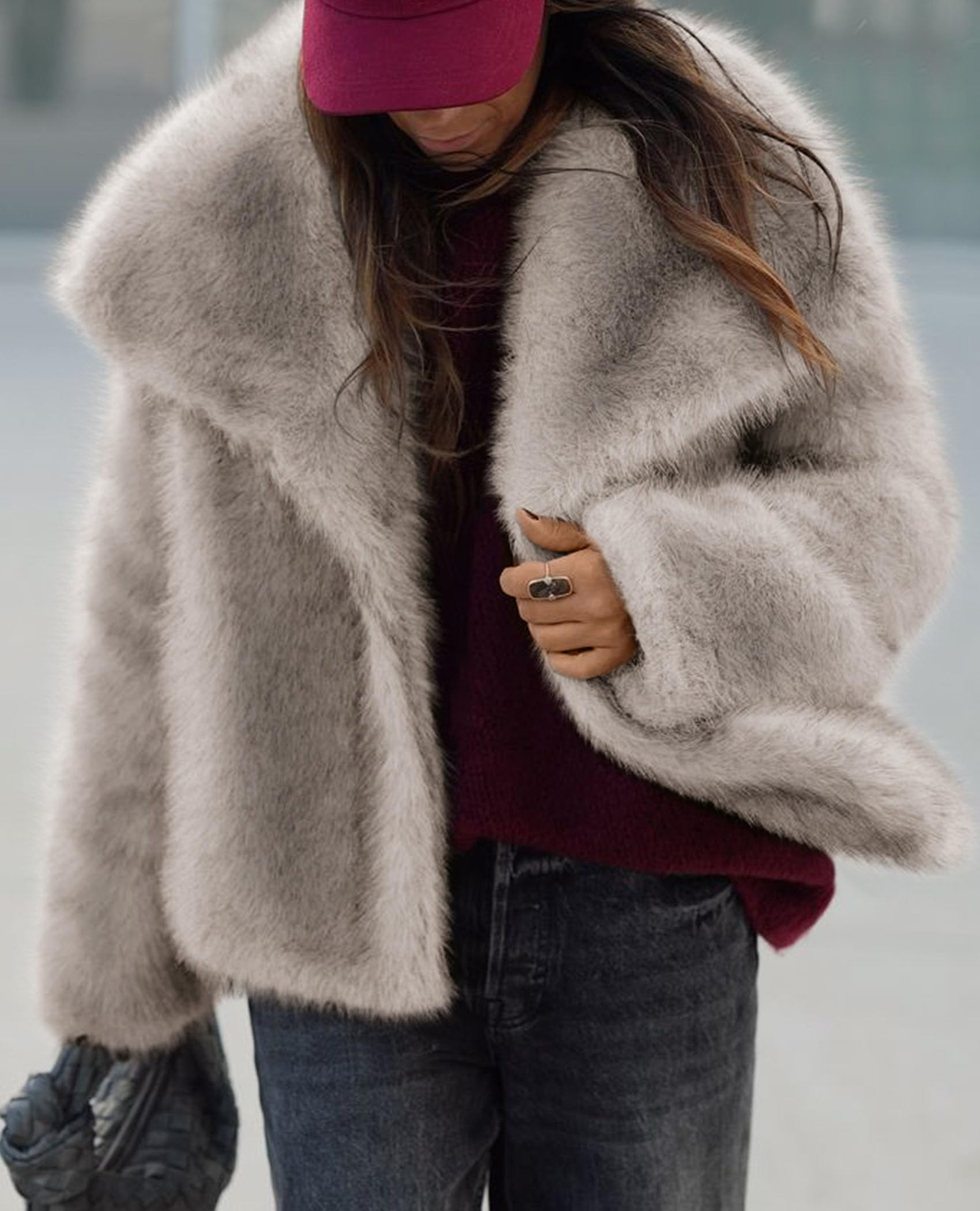 PRETTYGARDEN Womens Winter Coats Trendy Long Sleeve Furry Faux Fur Jackets Button Lapel Warm Fall Outwear with Pockets PRETTYGARDEN