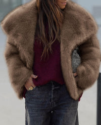 PRETTYGARDEN Womens Winter Coats Trendy Long Sleeve Furry Faux Fur Jackets Button Lapel Warm Fall Outwear with Pockets PRETTYGARDEN