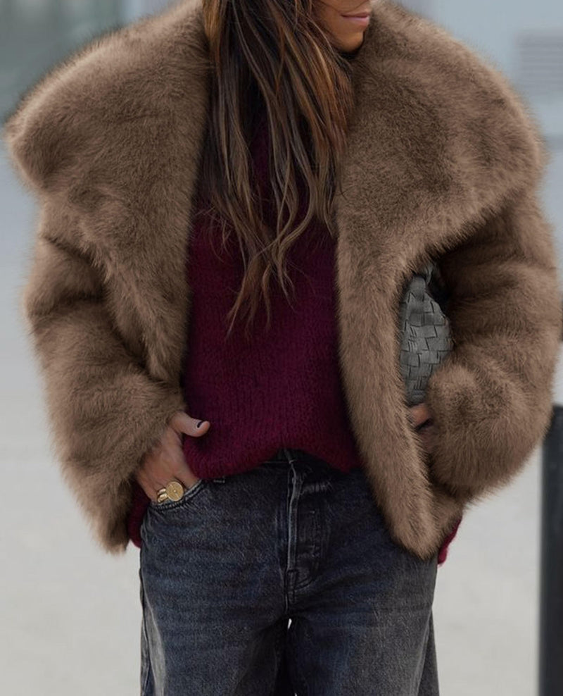 PRETTYGARDEN Womens Winter Coats Trendy Long Sleeve Furry Faux Fur Jackets Button Lapel Warm Fall Outwear with Pockets PRETTYGARDEN