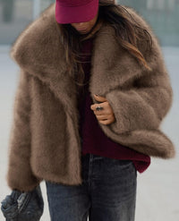 PRETTYGARDEN Womens Winter Coats Trendy Long Sleeve Furry Faux Fur Jackets Button Lapel Warm Fall Outwear with Pockets PRETTYGARDEN