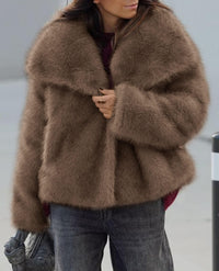 PRETTYGARDEN Womens Winter Coats Trendy Long Sleeve Furry Faux Fur Jackets Button Lapel Warm Fall Outwear with Pockets PRETTYGARDEN