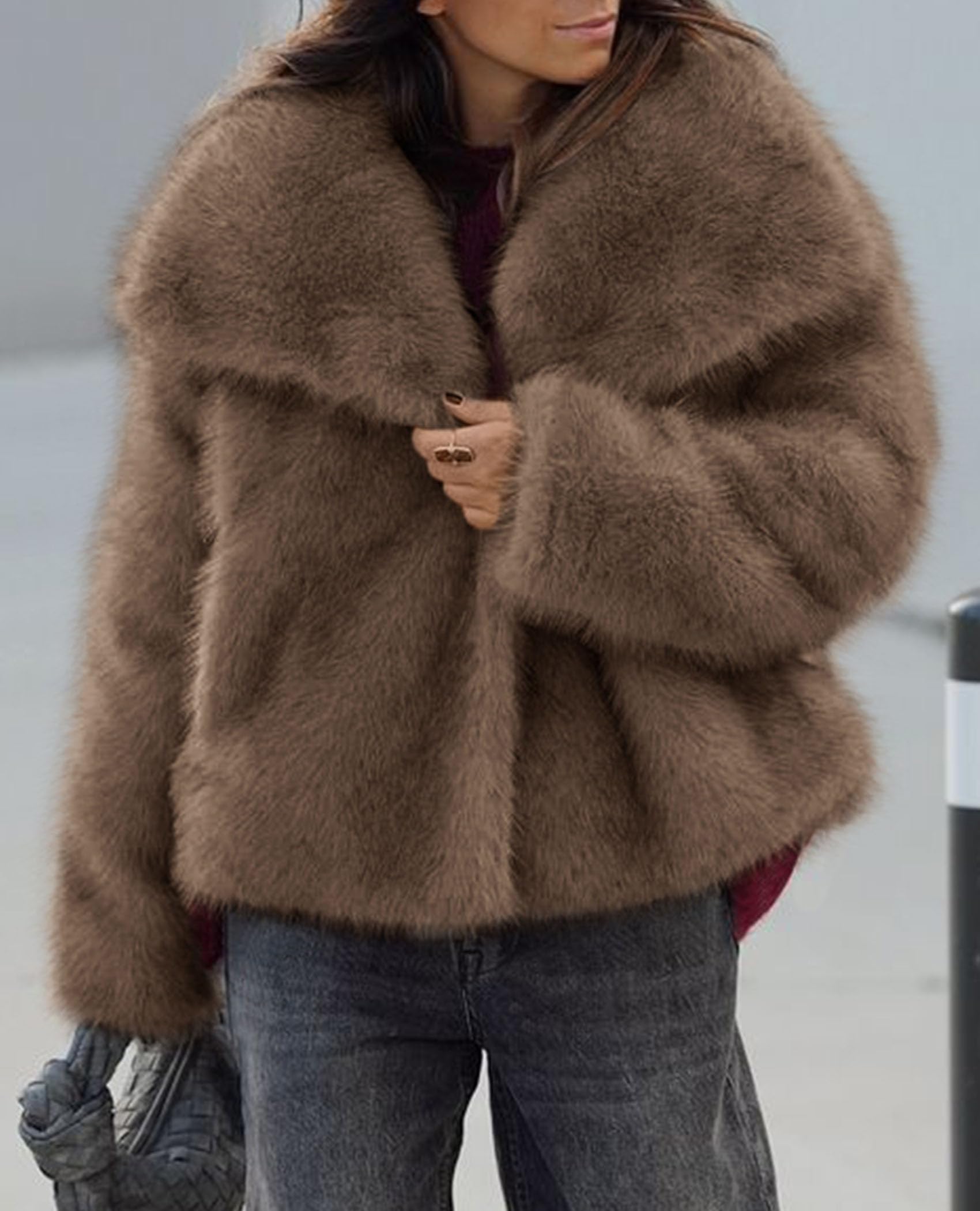 PRETTYGARDEN Womens Winter Coats Trendy Long Sleeve Furry Faux Fur Jackets Button Lapel Warm Fall Outwear with Pockets PRETTYGARDEN