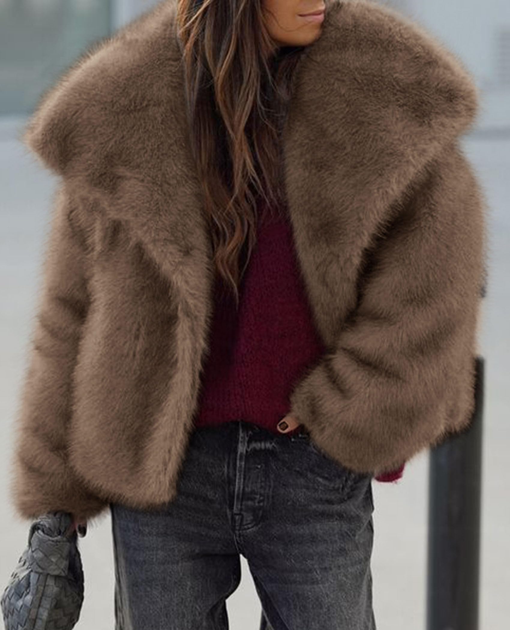 PRETTYGARDEN Womens Winter Coats Trendy Long Sleeve Furry Faux Fur Jackets Button Lapel Warm Fall Outwear with Pockets PRETTYGARDEN