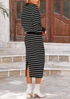 PRETTYGARDEN 2 Piece Skirts Sets For Women Fall Fashion Striped Sweater Dress Knit Lounge Travel Outfits Winter Clothing