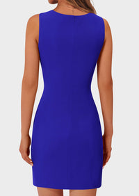 Business Sleeveless Button Down Elegant Work Office Formal Short Dresses