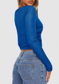 Boat Neck Long Sleeve Sheer Crop Cover Up with Spaghetti Strap Camisole 2 Piece Blouses
