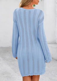 Crochet Knit Hollow Out Beach Vacation Cover Ups Dress