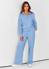 PRETTYGARDEN Women's 2 Piece Outfits Casual Lapel Half Zip Sweatshirts And Wide Leg Pants Tracksuit Sets