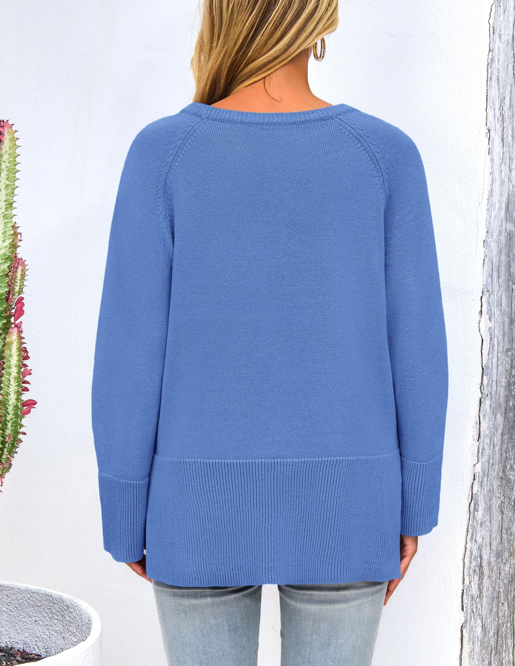 PRETTYGARDEN Women's Knit Fall Sweaters Long Sleeve Pullover Crewneck Split Hem Oversized Tunic Sweater Tops Winter Clothing