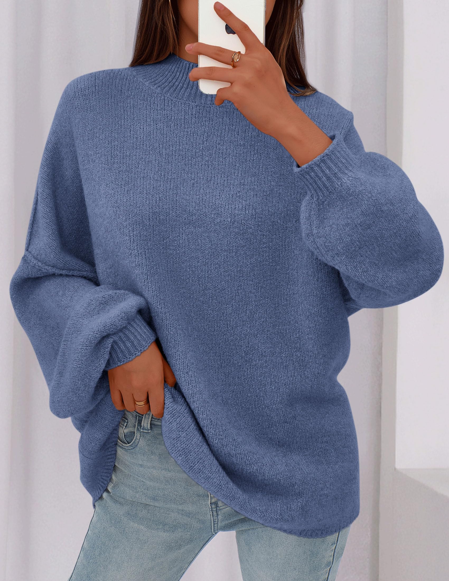 PRETTYGARDEN Women's Fall Oversized Sweaters Chunky Knit Mock Neck Long Sleeve Casual Trendy Pullover Winter Clothes PRETTYGARDEN