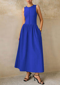 Casual Sleeveless Patchwork Knit Flowy Beach Maxi Dresses