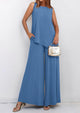Asymmetrical Split Tank Tops Wide Leg Pants  Two Piece Sets