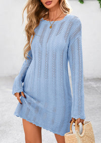 Crochet Knit Hollow Out Beach Vacation Cover Ups Dress