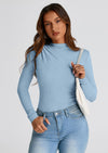 PRETTYGARDEN Womens Fall Y2K Going Out Crop Tops Long Sleeve Mock Neck Ruched Slim Fitted Basic Trendy Casual T Shirts Blouse