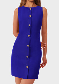 Business Sleeveless Button Down Elegant Work Office Formal Short Dresses