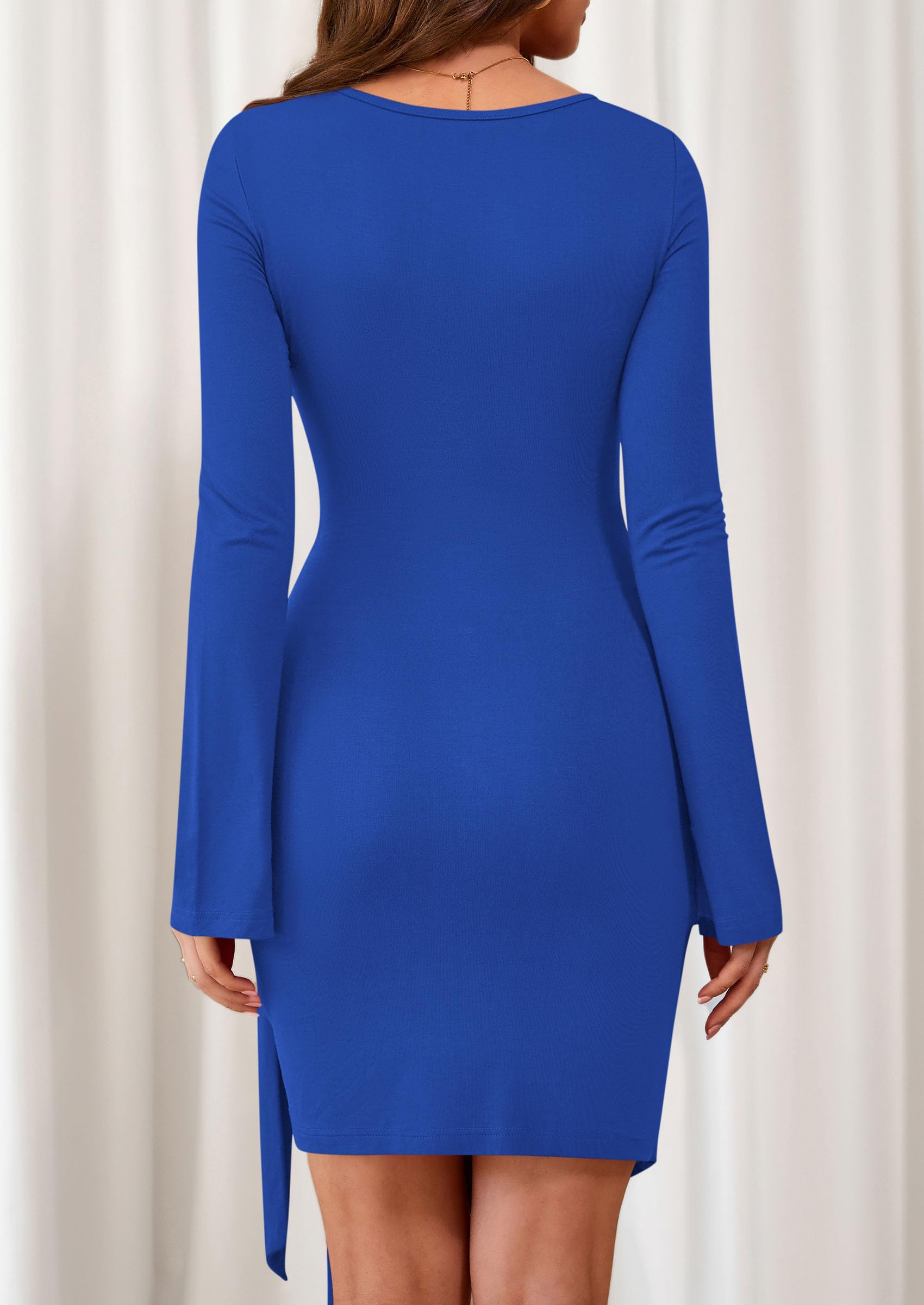 PRETTYGARDEN Women Mini Bodycon Dresses Long Sleeve Ruched Fitted Short Night Out Trendy Party Club Outfits Fall Clothes