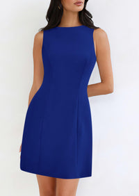 Sleeveless Boat Neck A Line Elegant Cocktail Party Mini Dresses