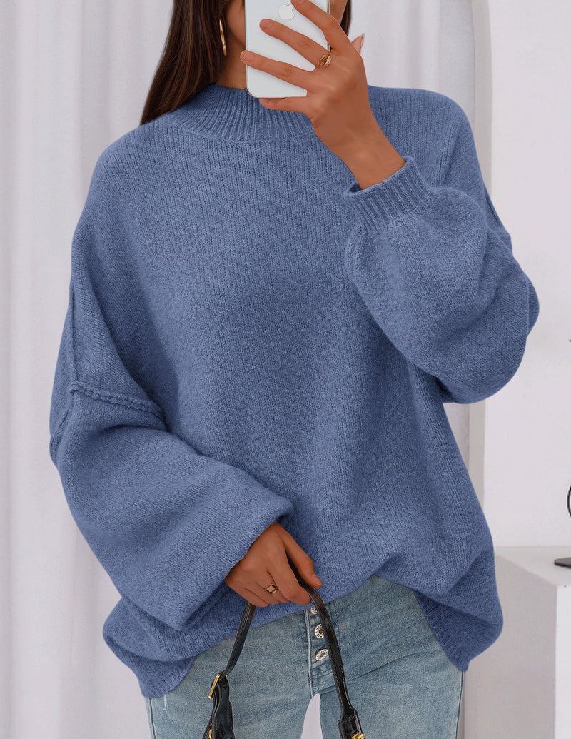 PRETTYGARDEN Women's Fall Oversized Sweaters Chunky Knit Mock Neck Long Sleeve Casual Trendy Pullover Winter Clothes PRETTYGARDEN