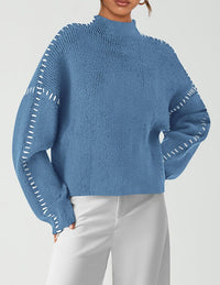 PRETTYGARDEN Women's Chunky Knit Sweaters Fall Long Sleeve Mock Neck Oversized Pullover Tops Winter Fashion Clothes