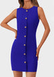 Business Sleeveless Button Down Elegant Work Office Formal Short Dresses