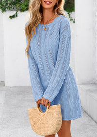 Crochet Knit Hollow Out Beach Vacation Cover Ups Dress