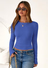 PRETTYGARDEN Womens Summer Fall Long Sleeve Shirts Ribbed Knit Fitted Basic Tee Going Out Tops Underscrub Casual Outfits