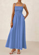 Smocked Beach Casual Spaghetti Strap Swing A Line Flowy Maxi Dresses