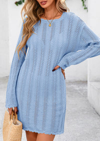 Crochet Knit Hollow Out Beach Vacation Cover Ups Dress