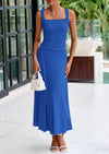 PRETTYGARDEN Skirt Sets Women 2 Piece Outfits Summer Casual Knit Tank Tops Flowy Midi Skirts Matching Vacation Clothes