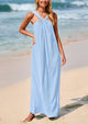 Casual Sleeveless Strappy Loose Flowy Beach Maxi Dress with Pockets