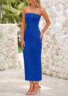 PRETTYGARDEN Womens Summer Maxi Dress Textured Bodycon Tube Off Shoulder Strapless Back Slit Long Party Dresses