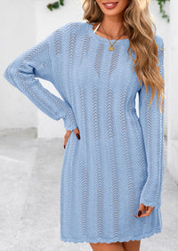 Crochet Knit Hollow Out Beach Vacation Cover Ups Dress