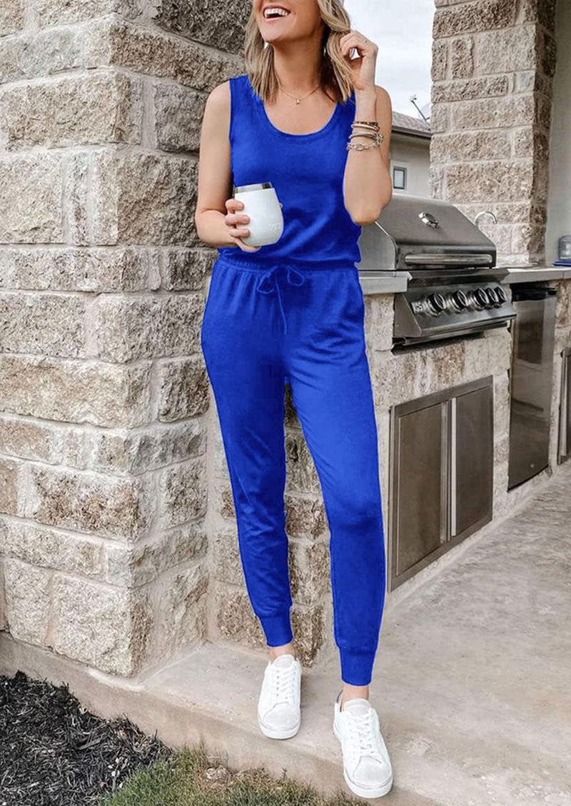PRETTYGARDEN Two Piece Outfit Sets Casual Sleeveless Crewneck Tops and Sweatpants