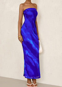 Printed Tube  Strapless Bodycon Sleeveless Maxi Dress