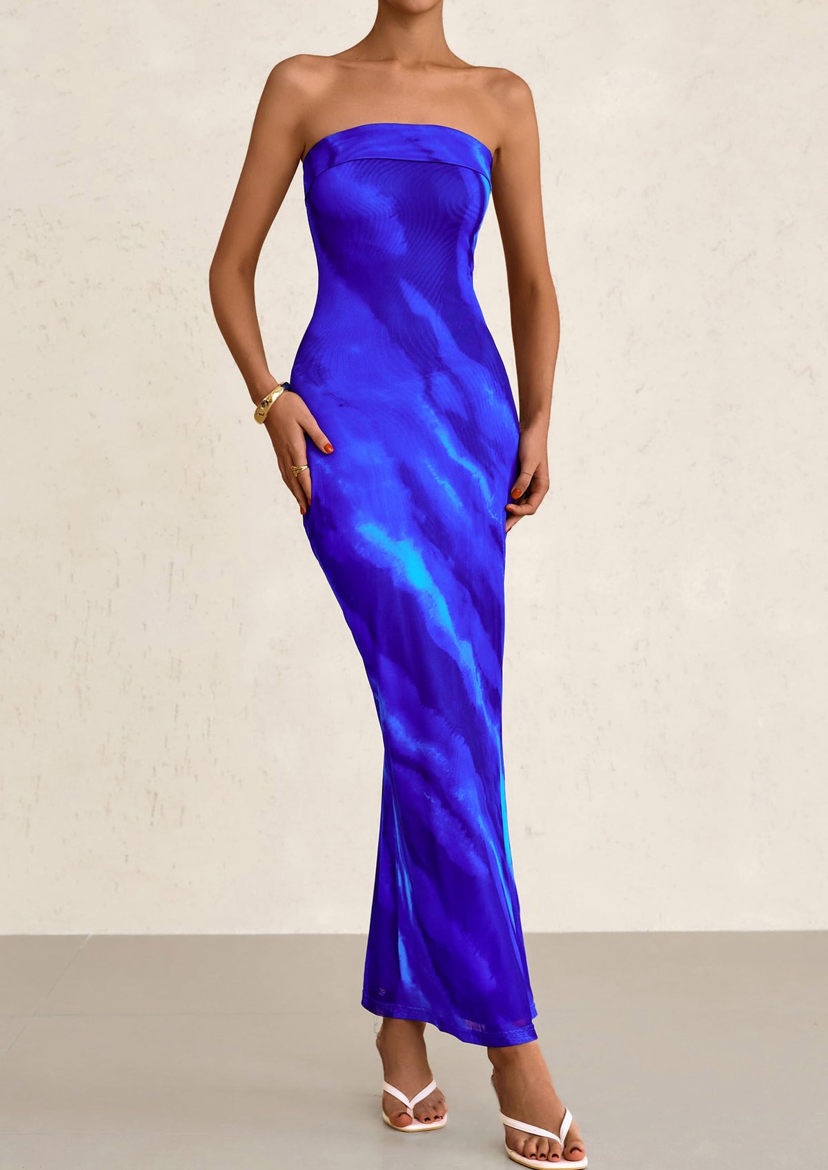 Printed Tube  Strapless Bodycon Sleeveless Maxi Dress